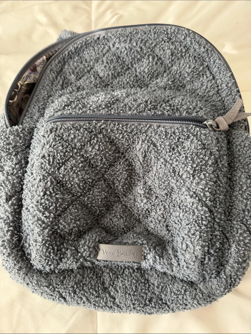 Vera Bradley Gray Sherpa Quilted Backpack